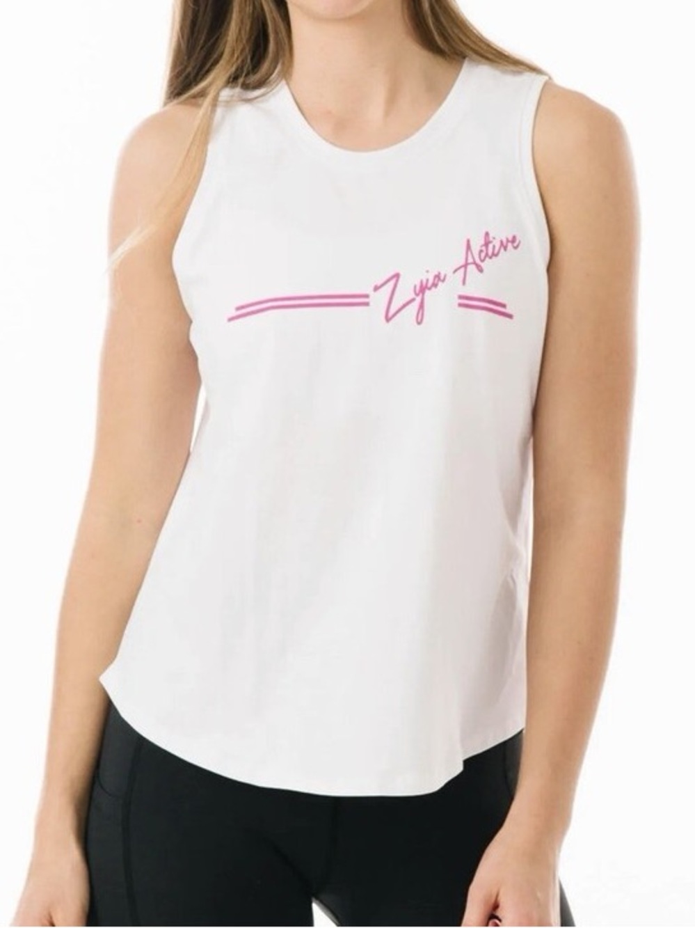 Zyia White Pink South Beach Tank- Size Large